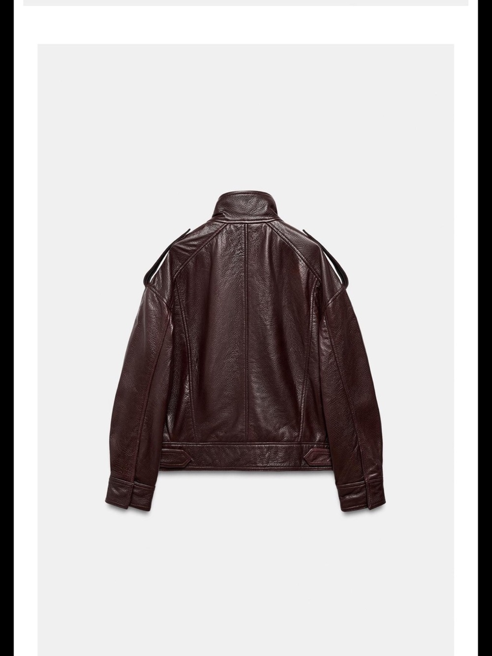 Zara maroon 100% LEATHER BOMBER JACKET ZW COLLECTION LIMITED EDITION - Picture 6 of 11